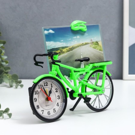 Photo frame Plastic with clock "Bicycle" mix 10x15 cm, 5.6x21.5x18 cm-1