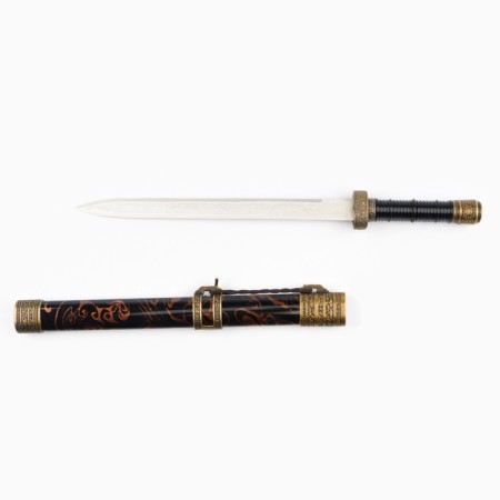 Souvenir sword, straight with blade threads, scabbard desert, 3 inserts metal, 40cm-2