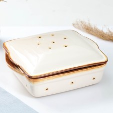Емкость для запекания "Тетра с крышкой" 2,5л / 29х24х11,5см, карамель
