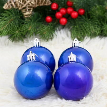 Set of balls plastic D-6 cm, 4 pcs "gloss" blue