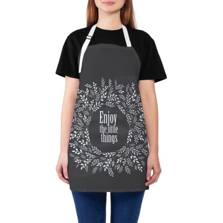 Apron of a kitchen with a photo print "Happiness in the little things", adjustable, size OS