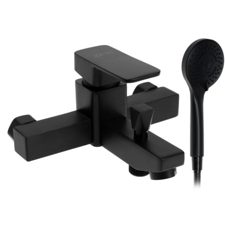 Bath mixer Zein Z3843, single -leaf, shower set, watering can 5 modes, black