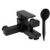 Bath mixer Zein Z3843, single -leaf, shower set, watering can 5 modes, black