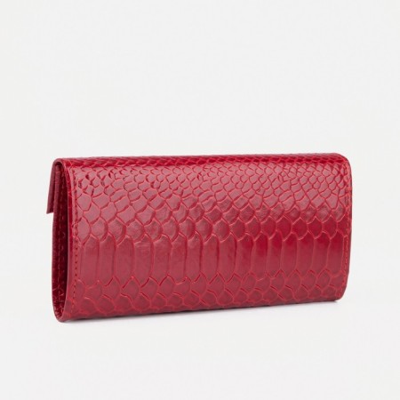 Women's wallet on the button, red color-1