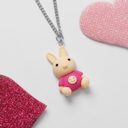 Children's pendant "chosen" hare, beige-pink color