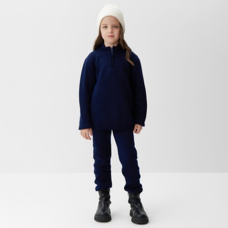 Costume (sweater and trousers) children's minku, dark blue color, height 152 cm-1