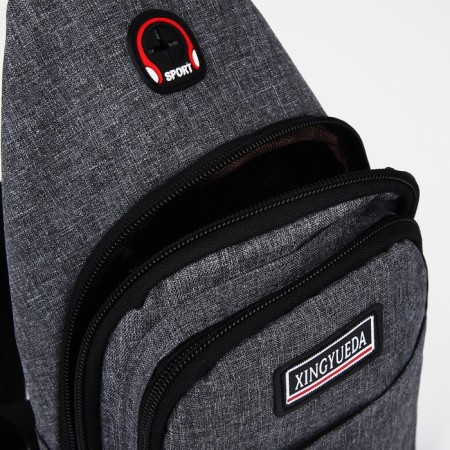 Male sling bag from textiles, gray color-6