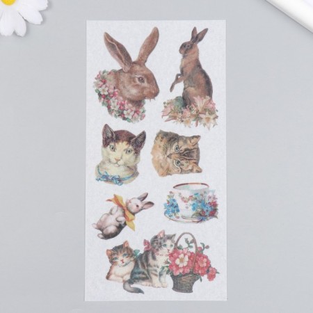 Stickers for creativity Paper "cats and rabbits" set of 3 sheets 10x20 cm-1