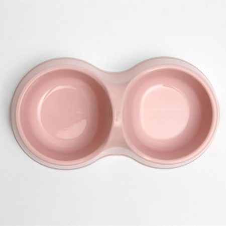 Double bowl "Moore-huma" 22.5 cm x 13 cm x 6 cm, 0.2 l, pink-1