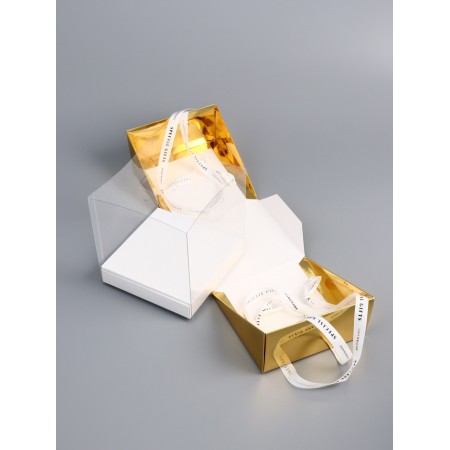 Box under the bento-port with ribbons, gold, 15.5 x 15.5 x 16 cm-3