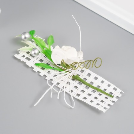 A set of decorative bouquets (12 pcs) "Rose" 5x9 cm, white-1
