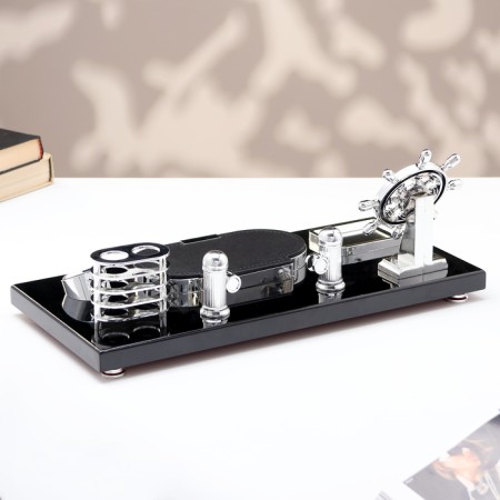 Set of desktop stationery 6B1 with a business card holder and hours, a black tree-3