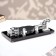 Set of desktop stationery 6B1 with a business card holder and hours, a black tree