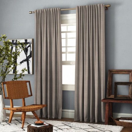 Set of curtains "Ibiza", size 140 x 270 cm - 2 pcs, picking - 2 pcs, beige color - brown