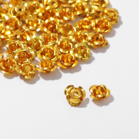 Busina "Rose", set 50 pcs., 6 mm, color gold-1