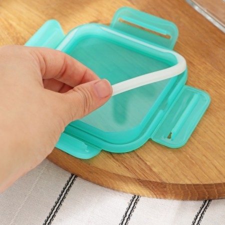 Glass Lockie & Lock Food, with a lid, 350 ml, turquoise color-3