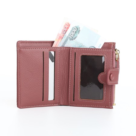 Women's wallet on the button, pink color-5
