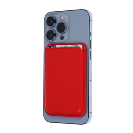Cardholder for phone, leather, magsafe, red