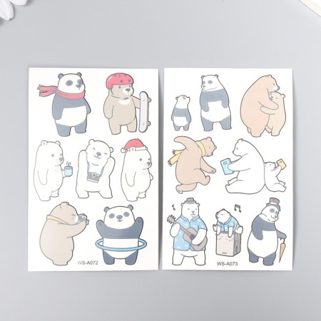 Tattoo on the body color "Bear. Hobbies" mix 12x7.5 cm
