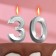 Candle in the cake jubilee "line" (set 2 in 1), number 30, silver metallic, 6.5 cm
