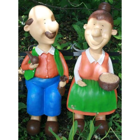 Garden figure "Grandma with a grandfather" on a bench 22x48x54cm-6