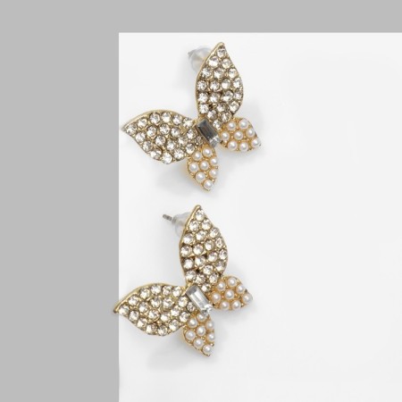 Earrings with pearls "butterflies" delicate, white color in gold