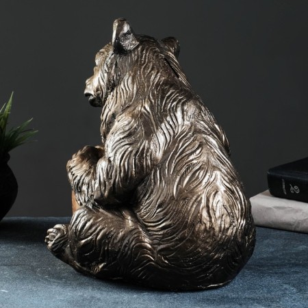 Piggy bank "Bear with a barrel" bronze, 27x24x28cm-2