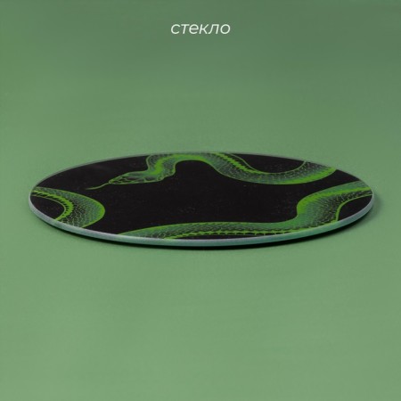 Board cutting New Year's Dula "Symbol of the Year 2025", D = 20 cm, glass, with a pattern, black-1