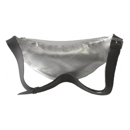 Waist bag, 2 parts on a zipper, adjustable belt, silver color-2