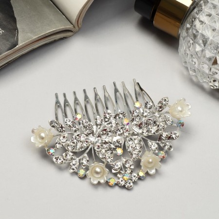 Safyan hair crest "butterflies", 7x8 cm, silver