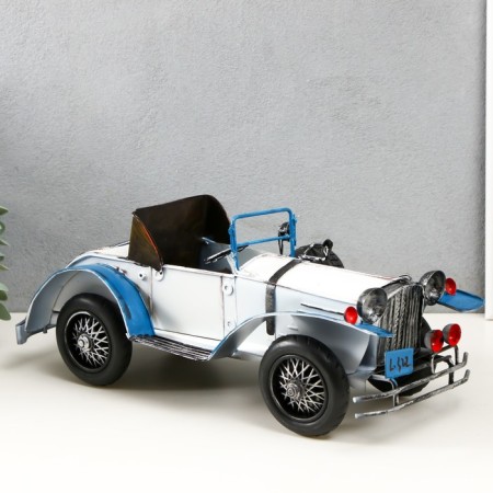 Metal souvenir "Retro. White-blue car" 35.5x15.5x14 cm