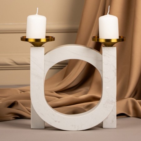 Brass Brass, marble "Camellia" 19 x 18 x 8 cm-10