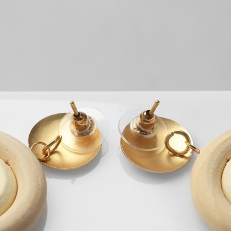 Earrings Assorted "Vacanda" style, circles, white-beige color-1