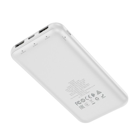 External battery Hoco J82, Li -Pol, 10,000 mAh, microUSB/type -C - 2 A, 2 USB - 2 A, white-2