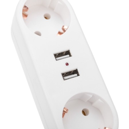 Double Electric linear 16 A with grounding + 2 USB port, 2.4 A, white rexant-4