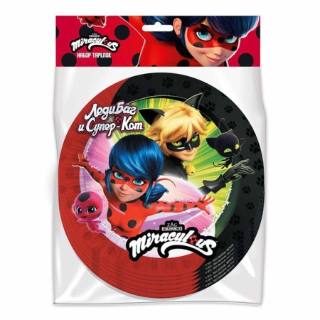 A set of paper plates "Lady Bag and Super-Kot" 6 pcs., 18 cm-1