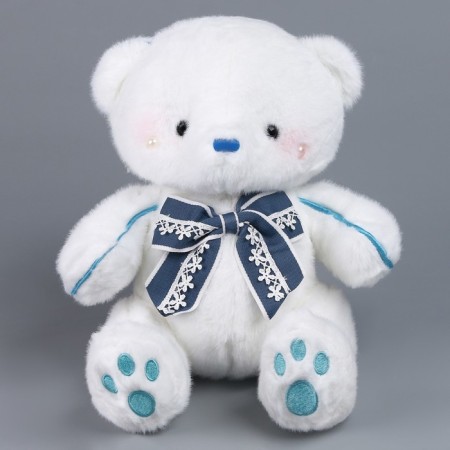 Soft toy "Bear with pearls", 25 cm, blue color