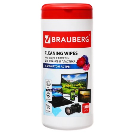 Cleaning napkins for screens and plastic, universal, “Astra”, in the tube 100 pieces, wet-11