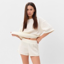 Комплект женский (футболка, шорты) KAFTAN Basic line, р. 46, молочный