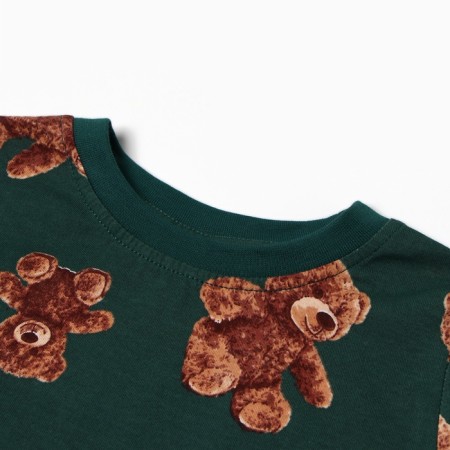 Children's pajamas (fufaika/pants), green color, height 98-1