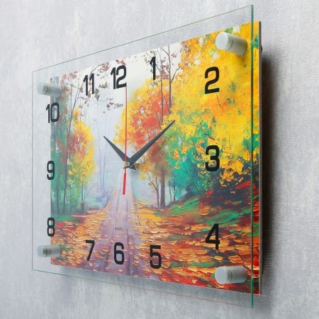 Carty clock is wall-mounted, series: nature, "autumn road. Picture oil", 25x35 cm-1