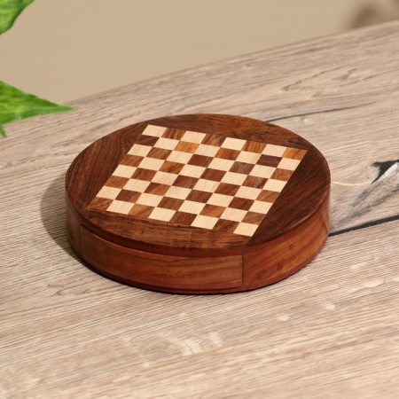 Chess is round, board 15x15 cm, tree shisham-3