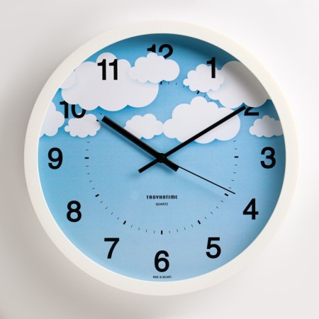 Wall watches, series: children's, "clouds", smooth move, d-30.5 cm