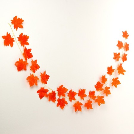 Decor "Girland from the leaves" Length: 2.4 m, width: 26 cm, red color-2