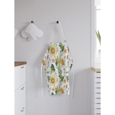 Apron of a kitchen with a photo print "corn and sunflower", adjustable, size OS-1