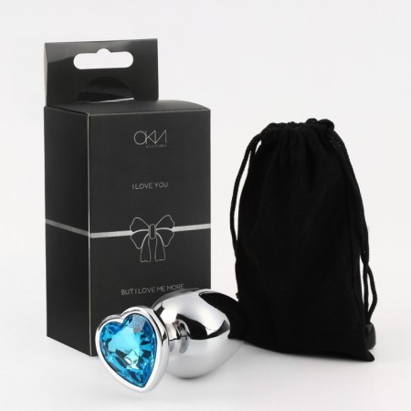 Anal traffic jam-hoods, silver, blue crystal, d = 40 mm-3