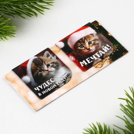 New Year. Bookmarks for books Magnetic 2 pcs on the substrate "Miracles in the New Year!"-5