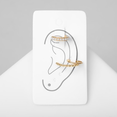 Earrings "Cuffs" Cuffs, set 3 pcs., White color in gold-2