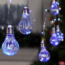 Garland “thread” 3 m dews with nozzles “volumetric bulbs”, IP20, silver thread, 100 LED, glow blue, 3.5 in
