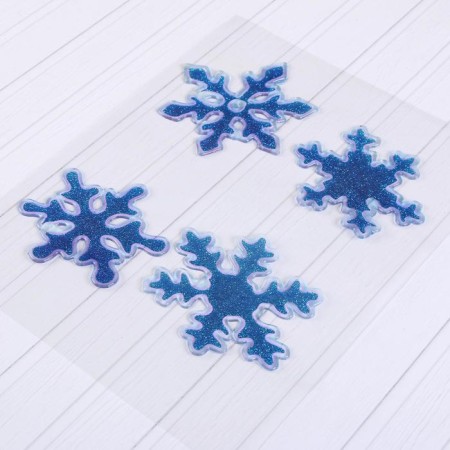 Glass Stick "Blue Snowflakes" (set 4 pcs) 8x8.5 cm, blue-1